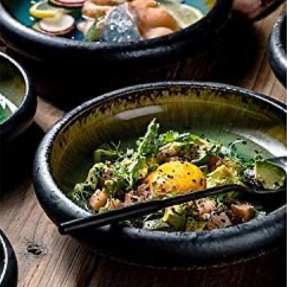 Kilin Ice Cracked Glazed Stoneware (Set-of-2) 6” Appetizer Dish - Picture 2 of 14